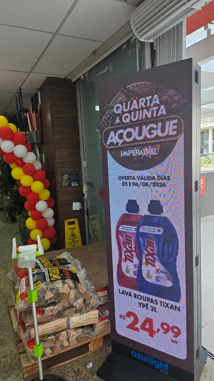 Painel de LED em operação